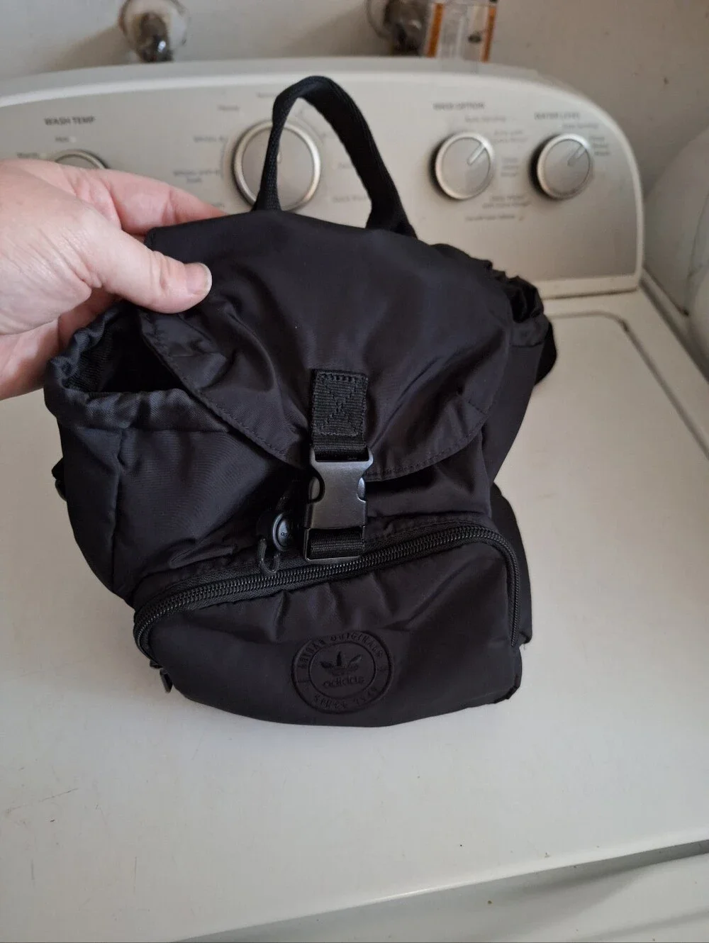 adidas Black Small Buckle-Front Backpack